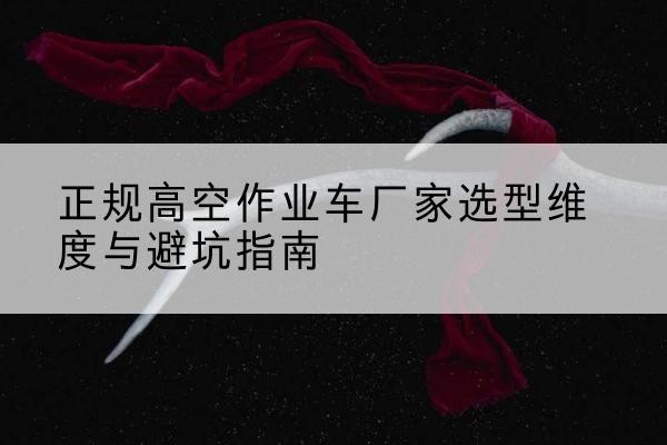 东坡高空作业车厂家-正规选型维度与避坑指南